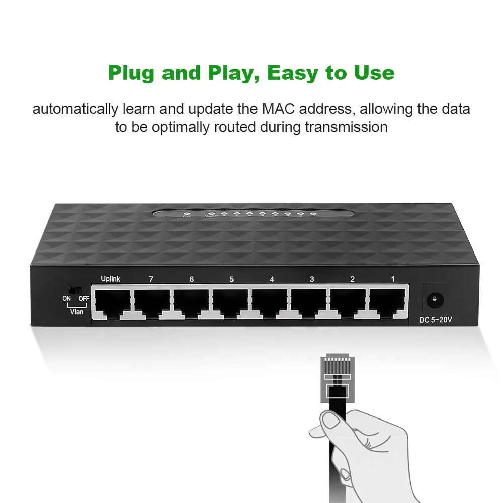 8 Port Gigabit Data Switch 100 - огляд і ціна Ethernet Switch 8 Port