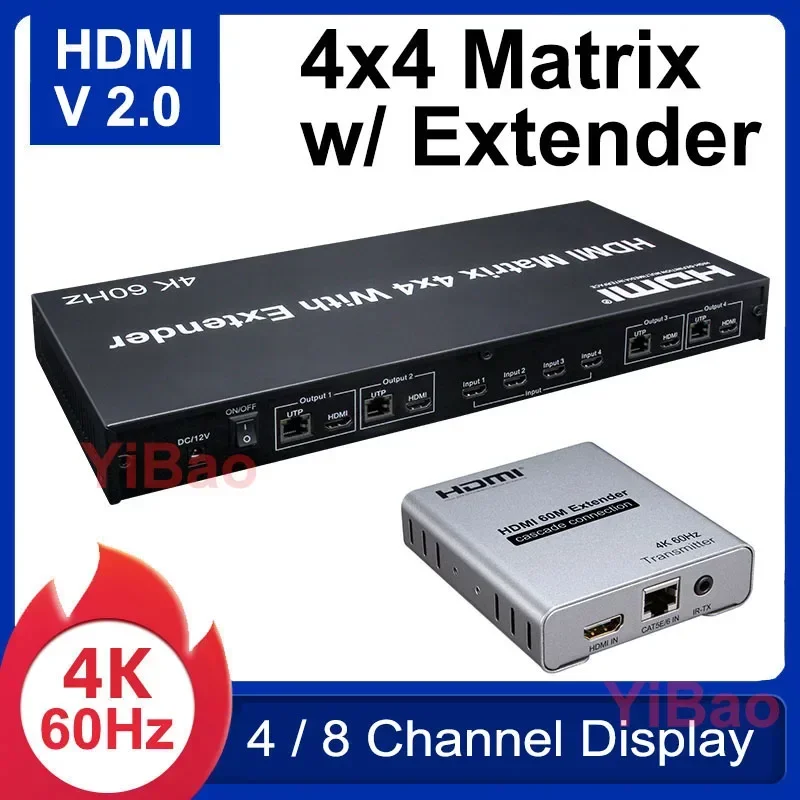 4K 60Hz 4X4 Matrix HDMI2.0 4x4 - огляд і ціна Ethernet Switch 8 Port